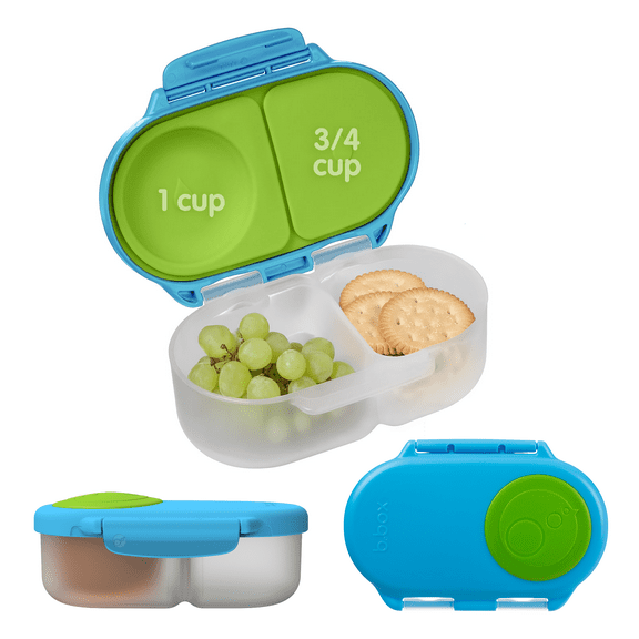 b.box Snack Box for Kids & Toddlers: 2 Compartment Snack Containers, Mini Bento Box BPA free (Ocean Breeze, 1.75 cup capacity)