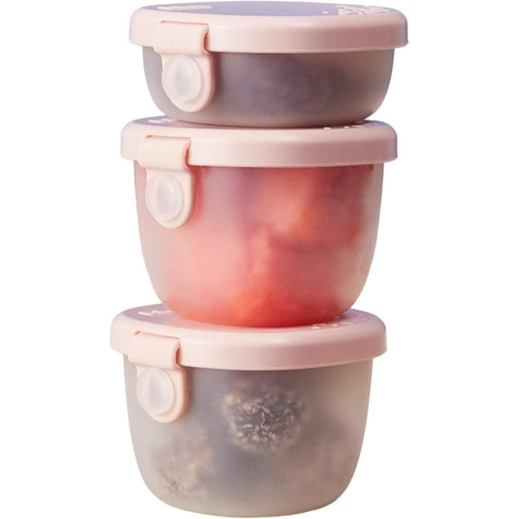 b.box Snack Tubs (3-pack): Snack Cups for Bento Box & Lunch Box. Leak Proof Snack Containers for Kids, 4 oz & 2 oz sizes. Dishwasher & Microwave Safe (berry)