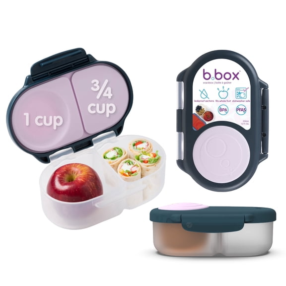 b.box Snack Box - 2 Compartment Snack Containers for Kids, Leakproof - Indigo Rose