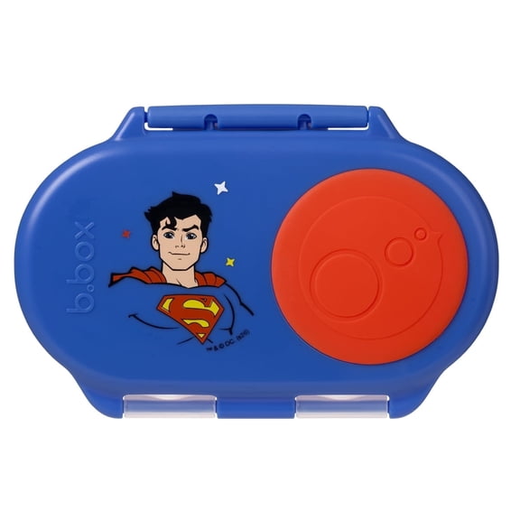 b.box Superman Snack Box - 2 Compartment Snack Containers for Kids, Leakproof