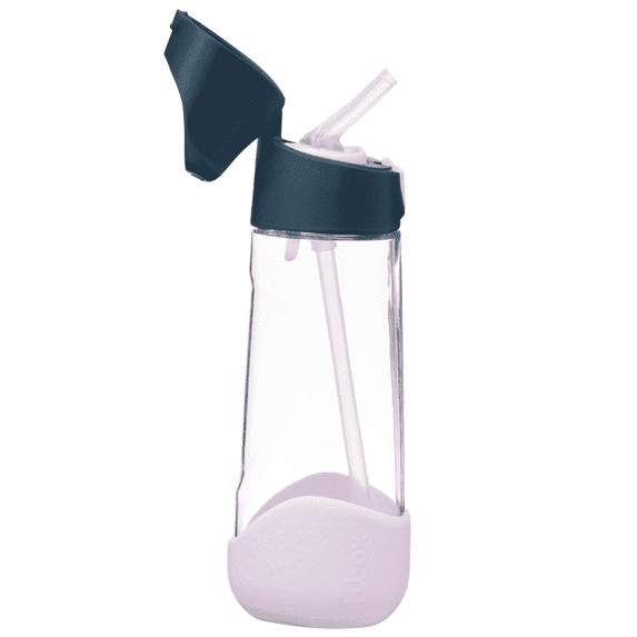 b.box 20oz Tritan™ Drink Bottle - Flip Top with Straw Water Bottle for Kids (Indigo Rose)
