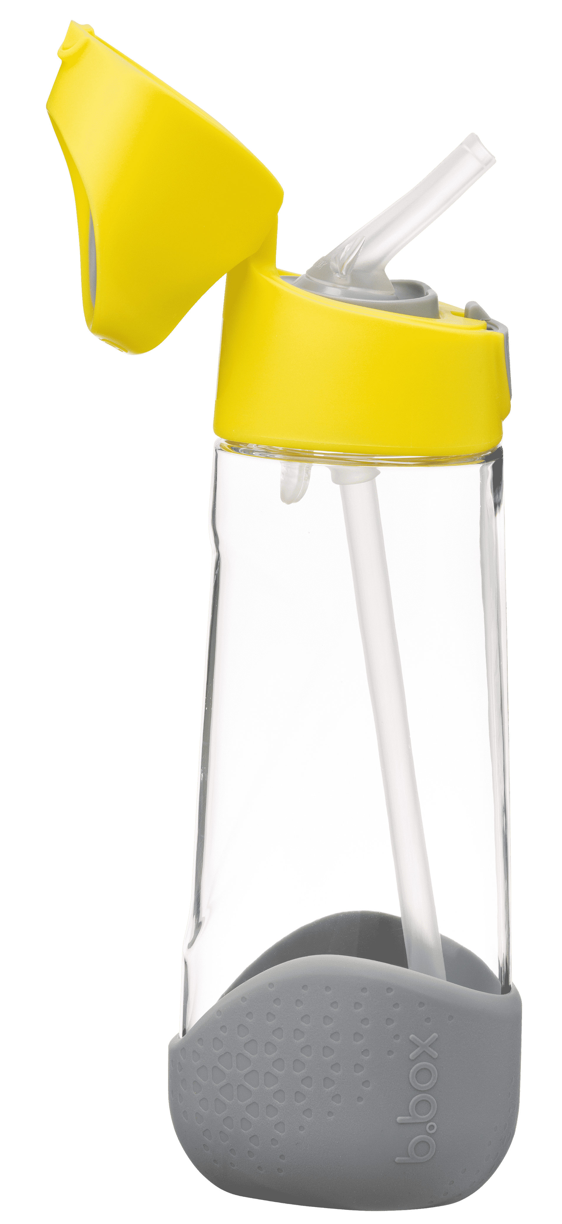 b.box 20 oz Tritan™ Drink Bottle: Kids Water Bottle w/ Straw & Flip Top Lid for School, Travel, Daycare. Spill & Leak Proof. Easy Grip Triangle Shape. BPA Free, Dishwasher Safe. Lemon Sherbert
