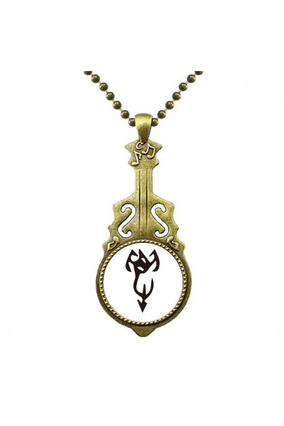 b inscription chinese surname character xie necklace antique guitar jewelry music pendant