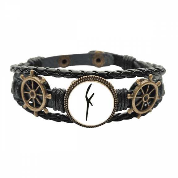 b inscription chinese surname character zuo Leather Braided Ocean Bracelet Wristband