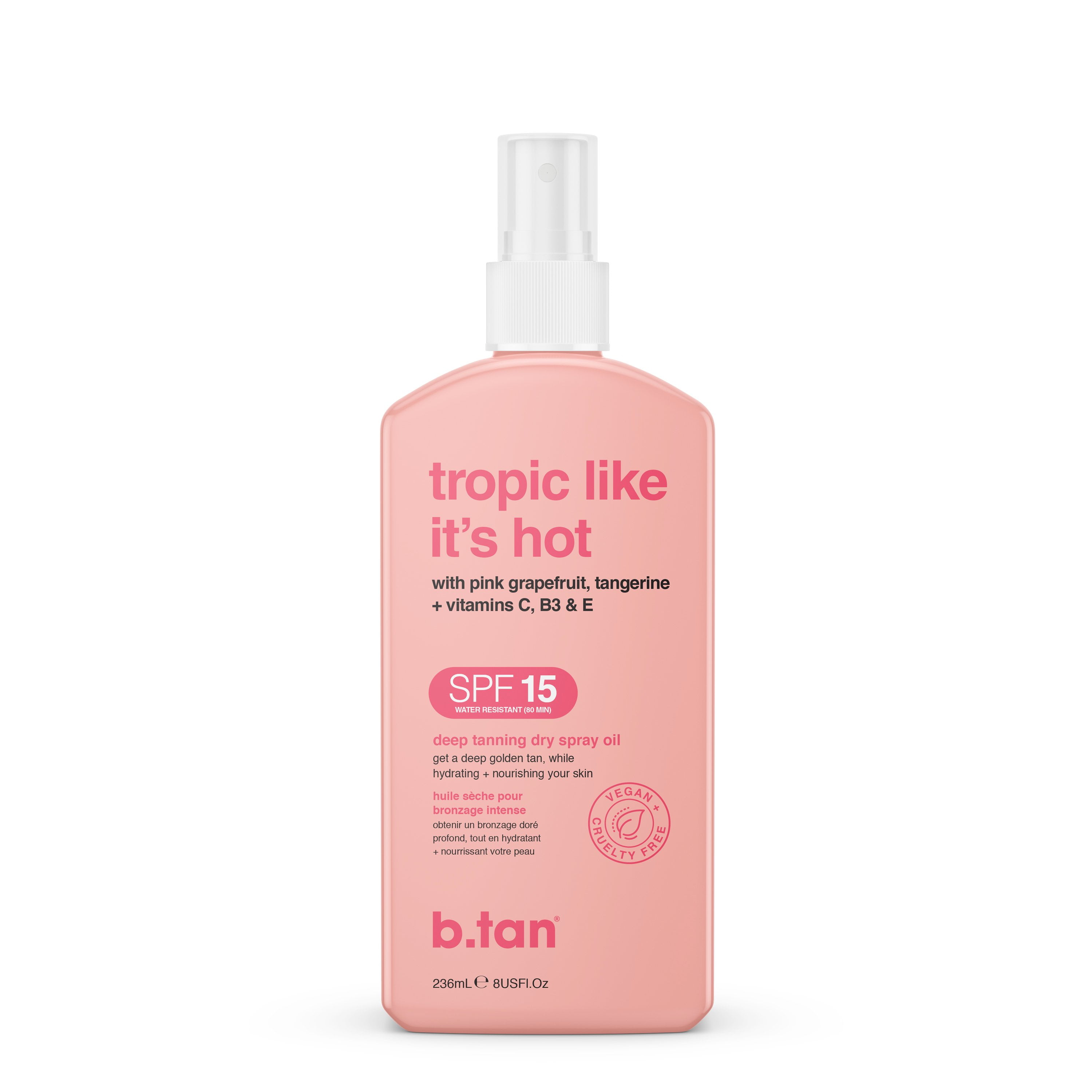 b.tan Tropic Like It's Hot Deep Tanning Dry Spray Oil SPF 15 - 8 oz (Packaging May Vary)