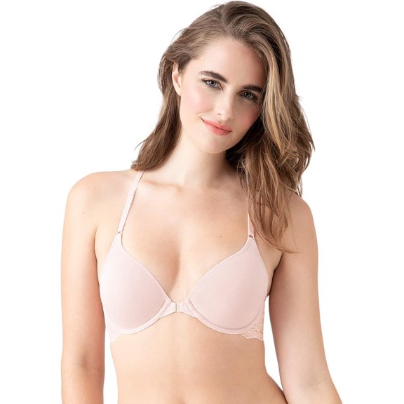 b.tempt'd by Wacoal Women's Inspired Eyelet Front Close Racerback T-Shirt Bra, Rose Smoke, 34D