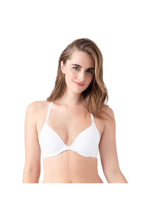 by Wacoal Women's Inspired Eyelet Front Close Racerback T-Shirt Bra, White, 34D