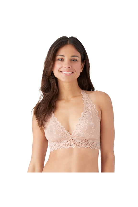 by Wacoal Women's Inspired Eyelet Halter Bralette, Rose Smoke Small