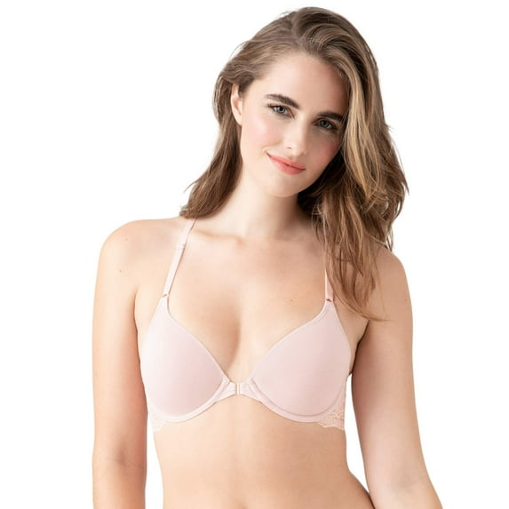 b.tempt'd Women's Inspired Eyelet Front Close Bra, Rose Smoke Pink 36DD