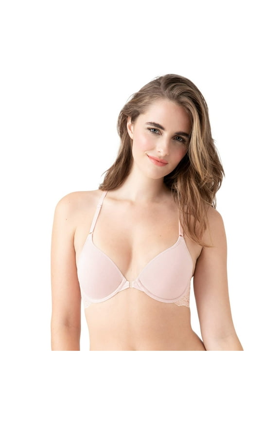 by Wacoal Women's Inspired Eyelet Front Close Racerback T-Shirt Bra, Rose Smoke, 32DD