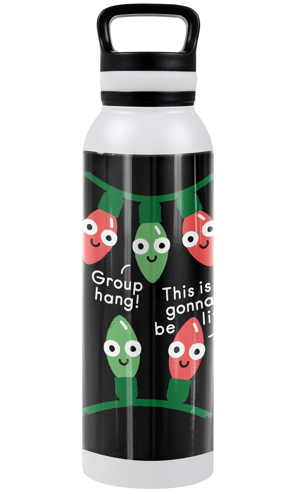 bCreative - David Olenick Official A Delightful Holiday 24 oz Insulated Canteen Water Bottle, Leak Resistant, Vacuum Insulated Stainless Steel with Loop Cap