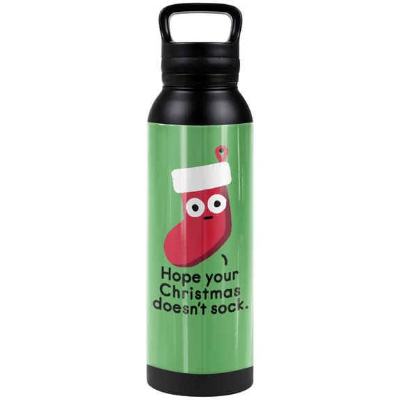 bCreative - David Olenick Official Happy Holidays And Stuff 24 oz Insulated Canteen Water Bottle, Leak Resistant, Vacuum Insulated Stainless Steel with Loop Cap