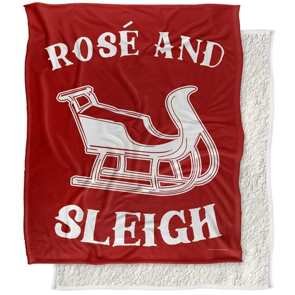 bCreative - LCT Creative Blanket, 50'x60' Ros and Sleigh Silky Touch Sherpa Back Super Soft Throw Blanket