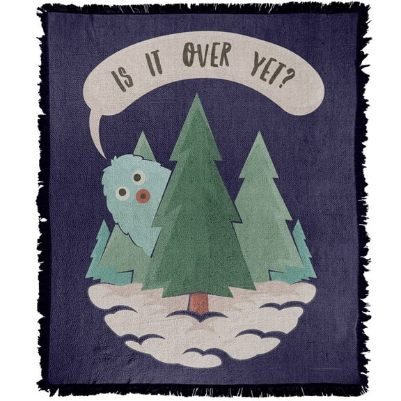 bCreative - LCT Creative Blanket, 50'x60' is It Over Yet Woven Tapestry Cotton Blend Fringed Throw Blanket