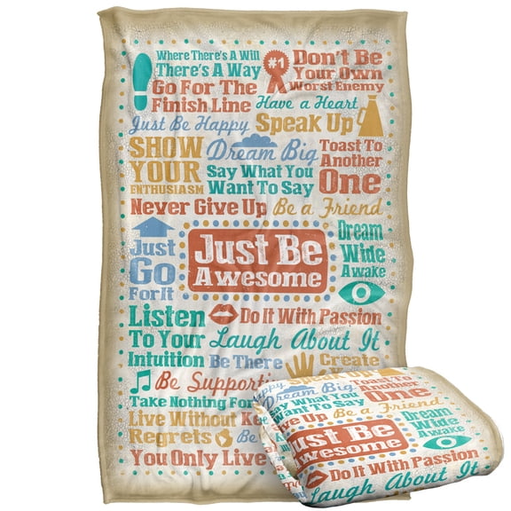 bCreative - Retrorocket Studio Blanket, 36'x58' Just Be Awesome Silky Touch Super Soft Throw Blanket