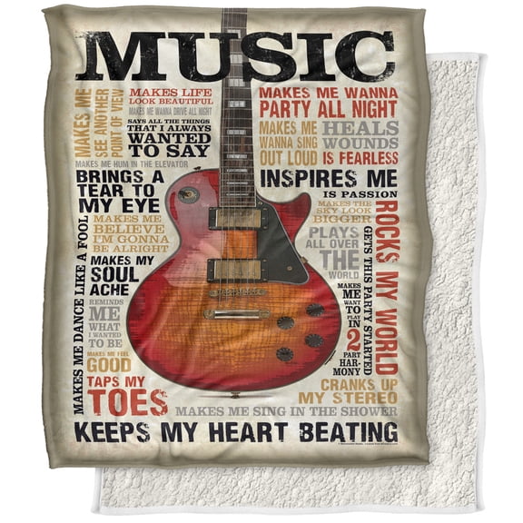 bCreative - Retrorocket Studio Blanket, 50'x60' Music Silky Touch Sherpa Back Super Soft Throw Blanket