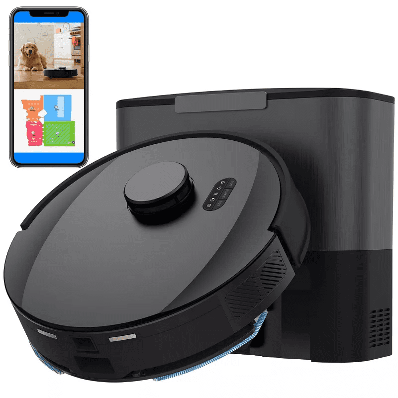 bObsweep PET24-7-913 UltraVision Self-Empty Robot Vacuum & Mop, Carbon Steel