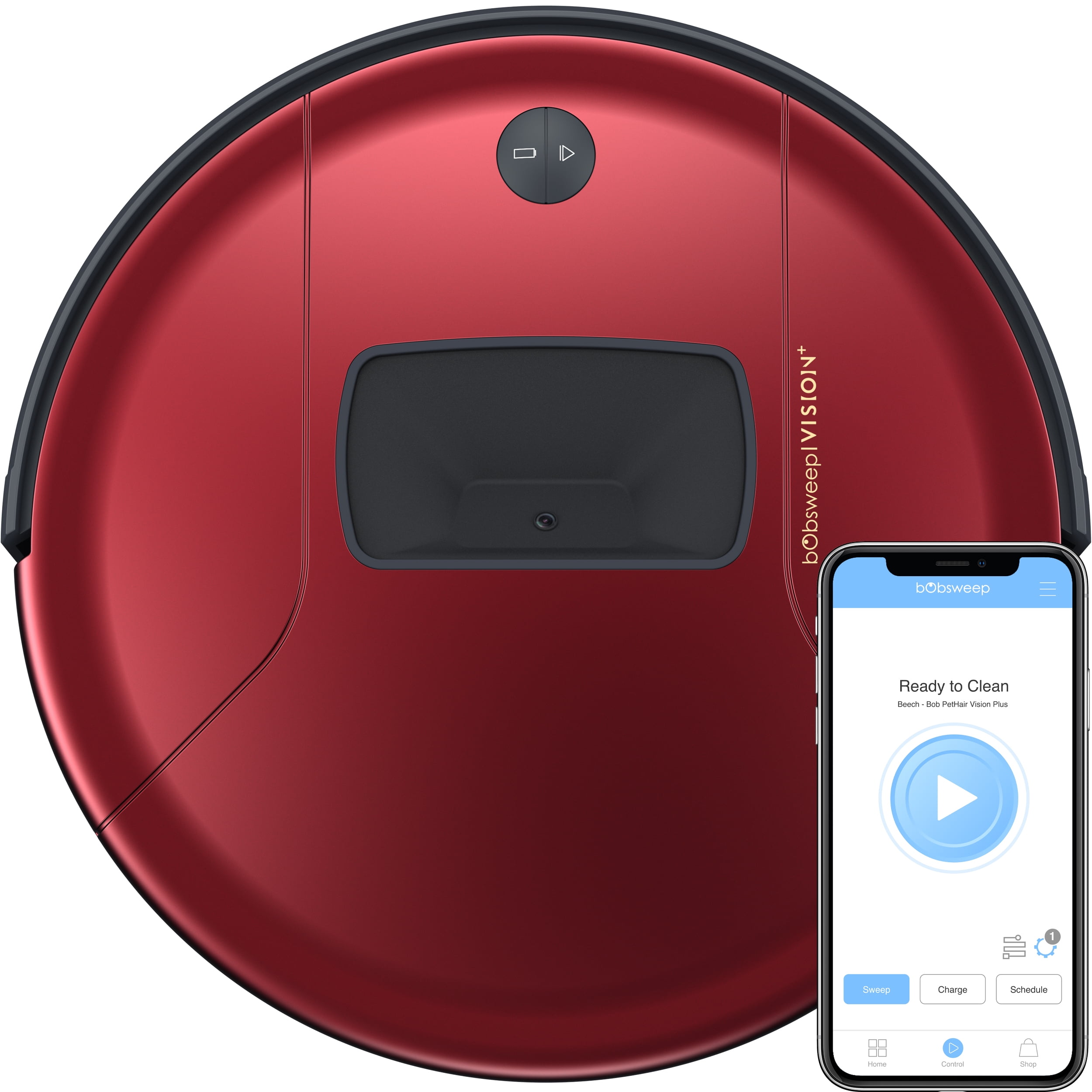 bObsweep PetHair Vision Plus WiFi Connected Robot Vacuum, Beet