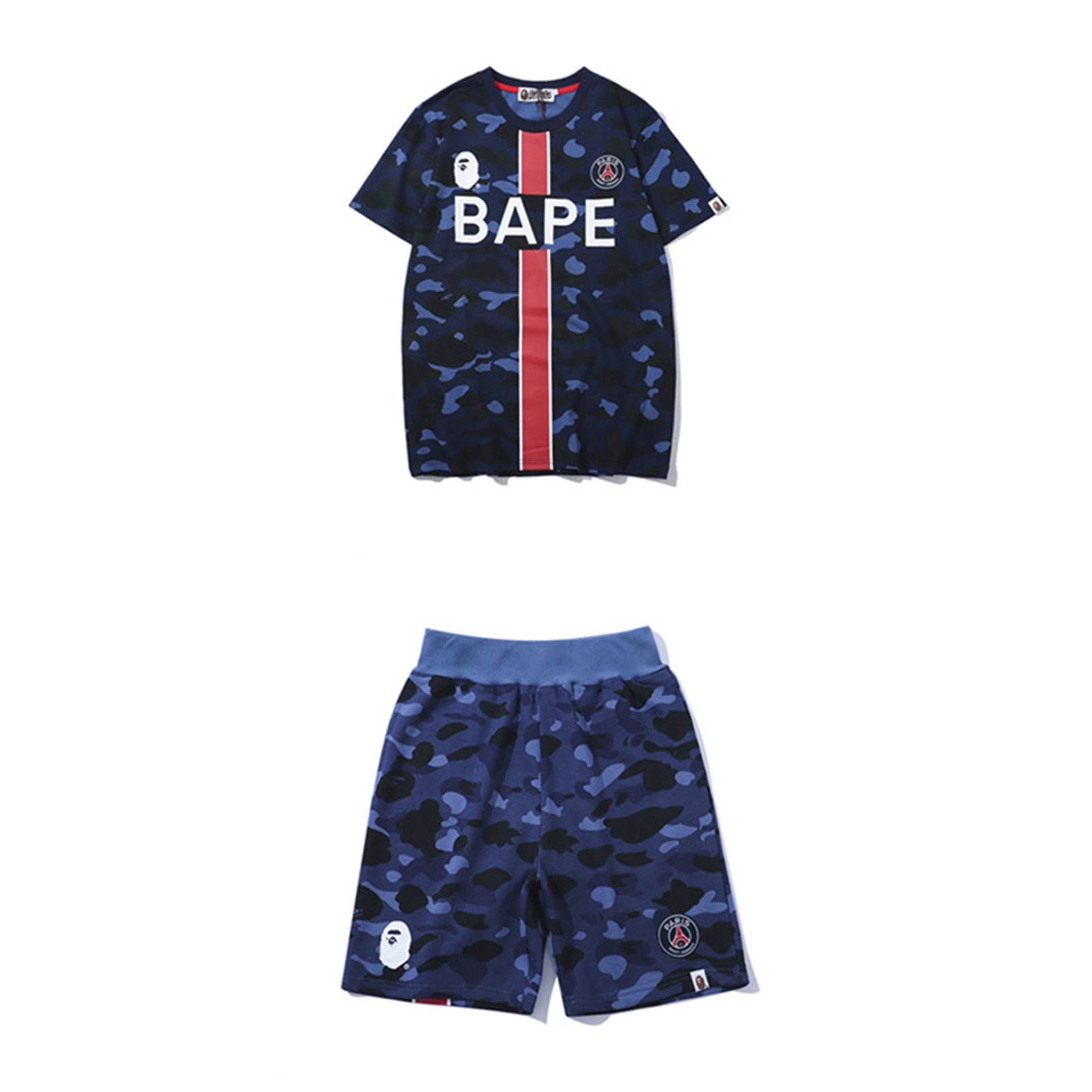 ba_pe 2024 tide brand summer thin camouflage shark ape head short