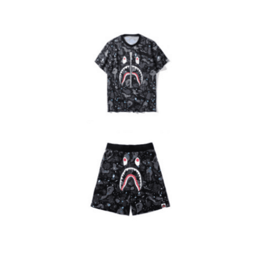 ba_pe 2024 tide brand summer thin camouflage shark ape head short