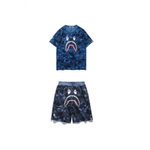 ba_pe 2024 tide brand summer thin camouflage shark ape head short