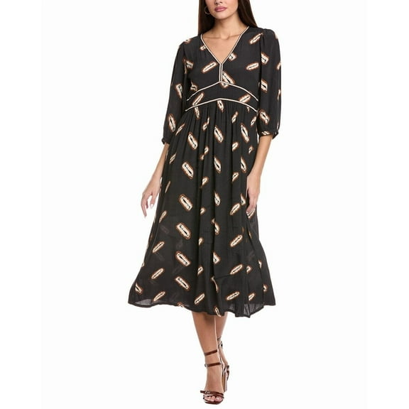 ba&sh womens  Cassiopee Midi Dress, 2, Black