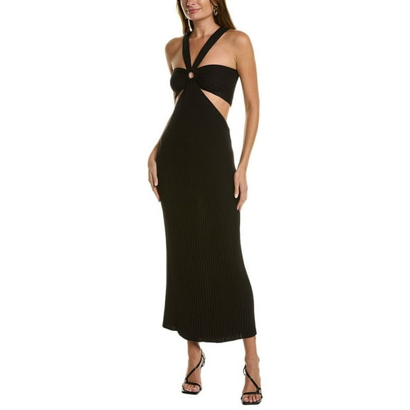 ba&sh womens Cutout Viscose Maxi Dress, 3/L, Black