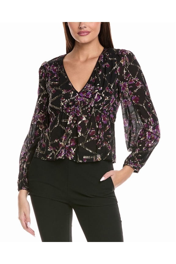 womens Divine Silk-Blend Top, 1, Purple