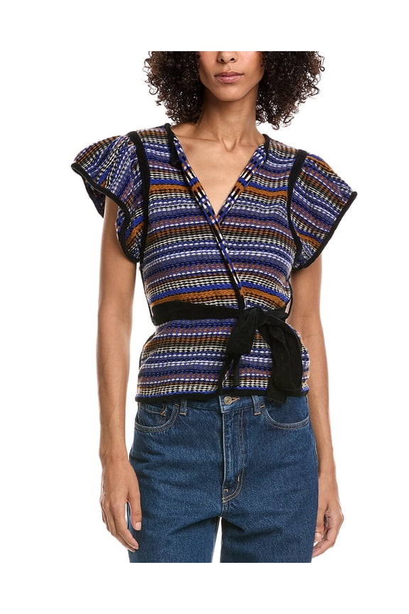 womens Gilet Wool-Blend Wrap Top, 0