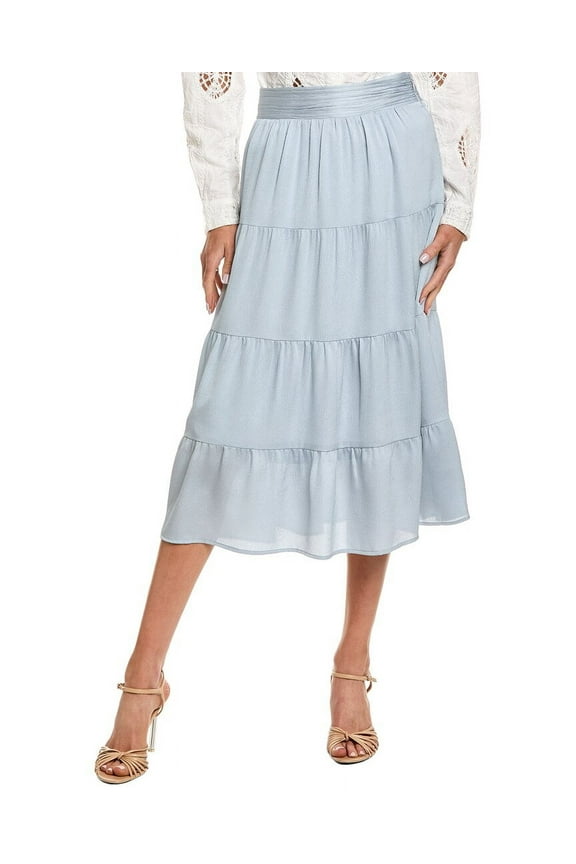 womens Midi Skirt, 38, Blue