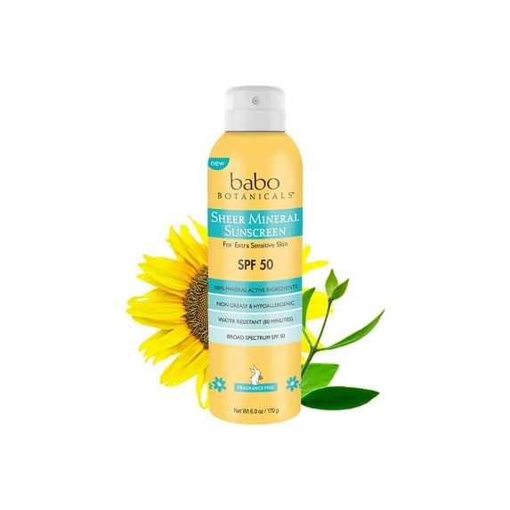 Babo Botanicals Super Shield Mineral Sunscreen Spray For Sensitive Skin SPF 50 - 6 oz