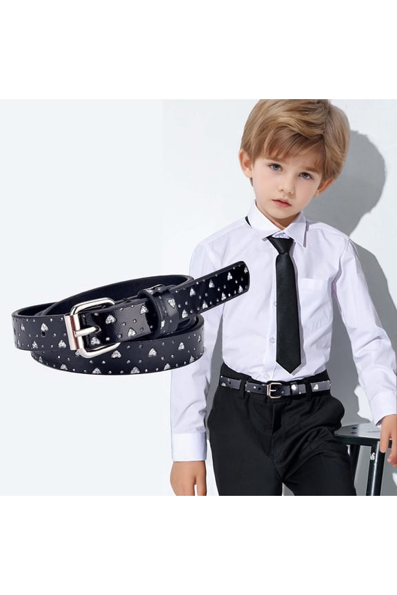 baby belt Solid Print Glitter Heart Buckle Waist Belt for Everyday Outings Black