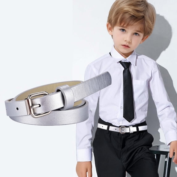baby belt Solid Print Heart Buckle Glitter Waist Belt for Daily Dress Up Silver