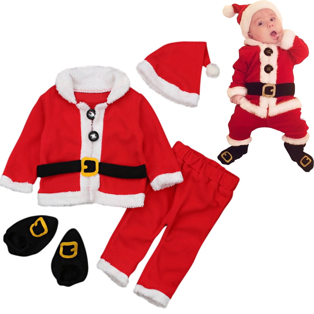 baby christmas clothes 4pcs infant newborn santa tops pants hat half