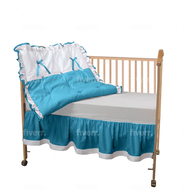 baby doll bedding regal 3 piece crib bedding set, aqua