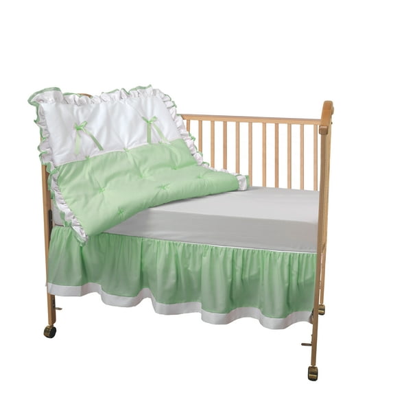 baby doll bedding regal 3 piece crib bedding set, mint