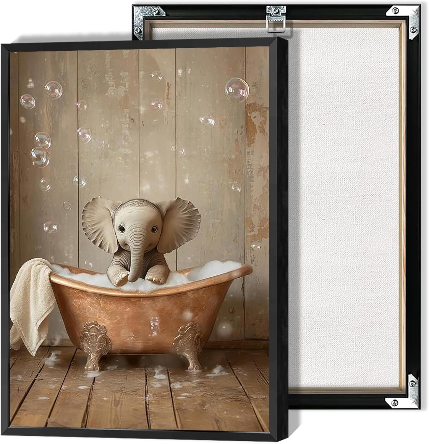 baby elephant taking bath in bathtub decorative canvas painting poster ...