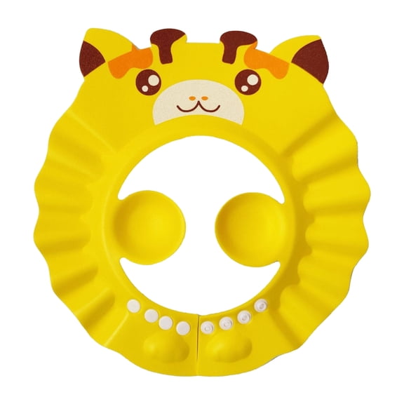 baby hats Cartoon Print Adjustable Waterproof Shampoo Shield Cap Visor for Bath Time Yellow