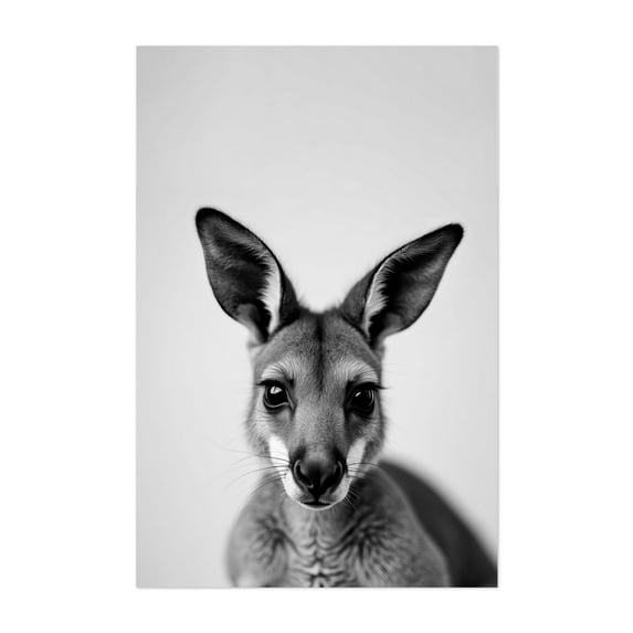 baby kangaro - Photography Black and White Animal Wildlife Portrait Nature Minimalist Unframed Wall Art Print 5 x 7 inches