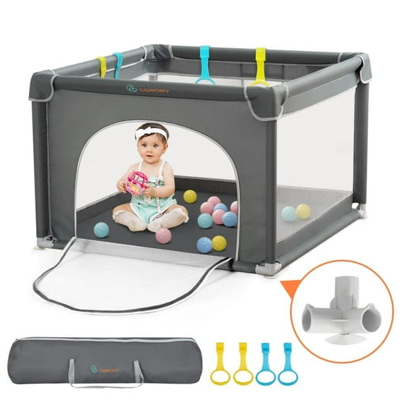 Playpens for Babies and Toddlers, Small Baby Play Pens,Indoor & Outdoor Kids Activity ,Dark Grey