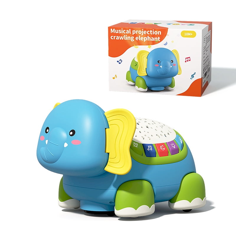 baby toys 6-12 months，Children's puzzle multifunctional music toy, baby elephant crawling toy, learning crawling toy