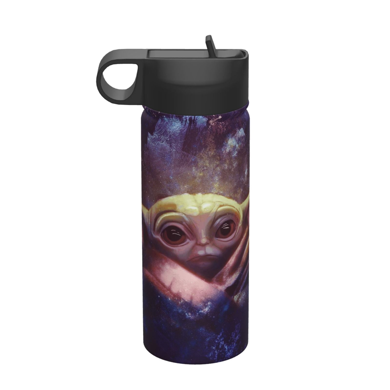 baby yoda Kids Insulated Water Bottle With Straw - 18 Oz Stainless Steel Double Wall Vacuum Cup, Leakproof, Bpa Free, Suitable For Boys And Girls