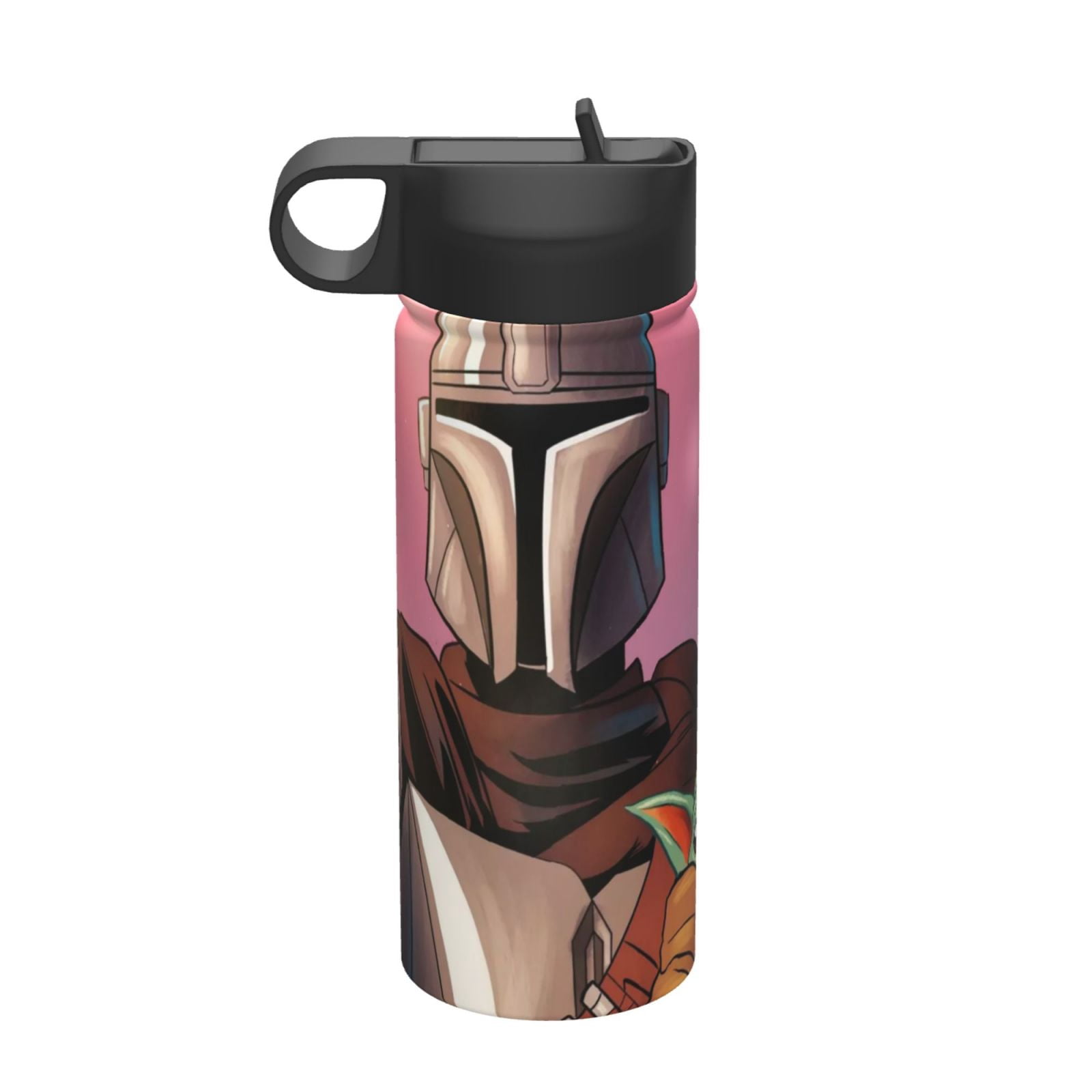 baby yoda Kids Insulated Water Bottle With Straw - 18 Oz Stainless Steel Double Wall Vacuum Cup, Leakproof, Bpa Free, Suitable For Boys And Girls