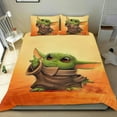 thumbnail image 1 of baby yoda Themed Bed Sheet Set Three Piece Set 68x86 In ches Comfortable And Skin Friendly Unique Design Creating A Star Studded Night Home Decor Gifts For Family Friends fans, 1 of 5