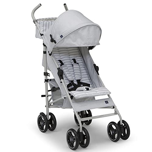 babyGap Classic Stroller - Lightweight Stroller with Recline, Extendable Sun Visors & Compact Fold - Made with Sustainable Materials, Grey Stripes