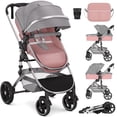 thumbnail image 1 of MoveEase 2 in 1 Baby Stroller,Convertible Infant Strollers Reversible with Cup Holder & Storage Bag,Pink, 1 of 7