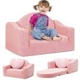thumbnail image 1 of babyeap Kids Sofa,2-in-1 Soft Toddler Couch Fold Out,Toddler Chair Baby Convertible Couch for Girls and Boys,Pink, 1 of 10