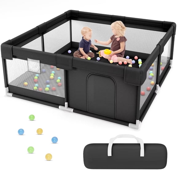 babyeap 50" Baby Playpen,Baby Playards for Kids Toddler Activity Center,Fence Baby Play Yards for Indoor & Outdoor,Black