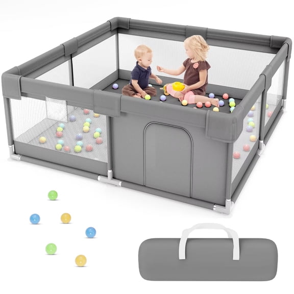 babyeap 50" Baby Playpen,Baby Playards for Kids Toddler Activity Center,Fence Baby Play Yards for Indoor & Outdoor,Deep Gray