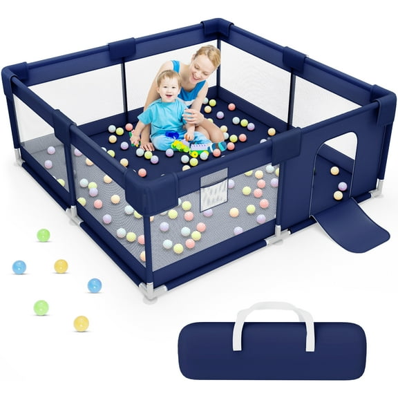 babyeap Baby Playpen,50x50 Inch Baby Playards for Babies and Toddlers,Fence Baby Play Yards for Indoor & Outdoor with Breathable Mesh,Navy Blue
